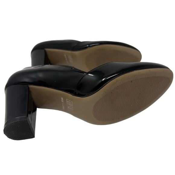 Women's Slip On Round Toe Patent Leather Thick Block High Heel Pumps Women's 9.5 - Picture 3 of 8